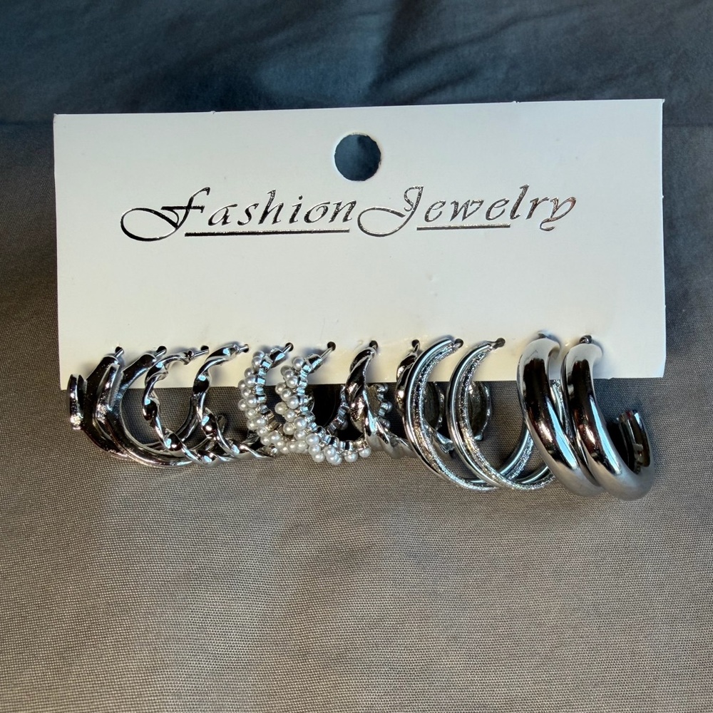 12pcs faux‎ Pearl Hoop Earrings Set | Fashionable and Elegant Jewelry